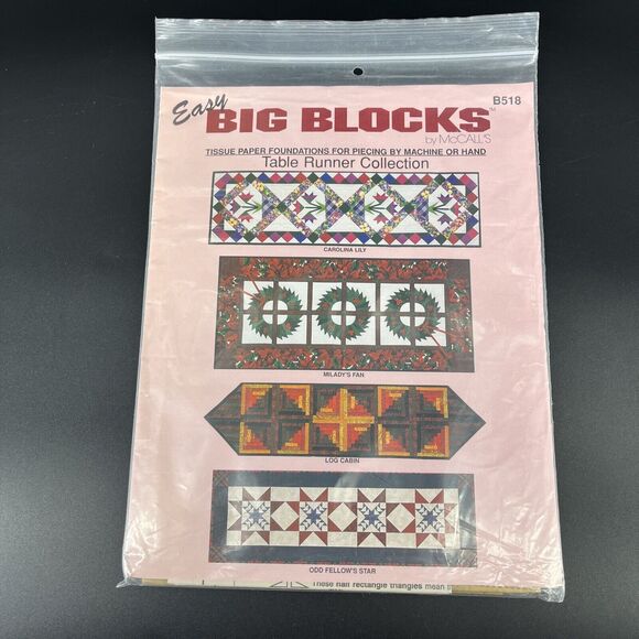 McCALLS EASY BIG BLOCKS Table Runner Collection Quilting Pattern B518 New UNCUT - Picture 1 of 4